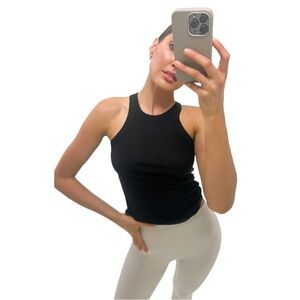Bandier Rivington black high neck ribbed tank top